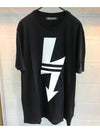 Men's Doublesided Arrow Thunder Leather Patch Loose Regular Fit Short Sleeve TShirt PBJT478A 524 - NEIL BARRETT - BALAAN 2