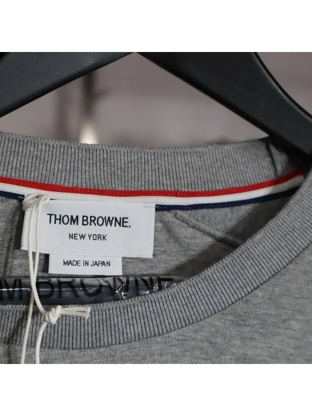 4-Bar Striped Cotton Long Sleeve T-Shirt Light Grey - THOM BROWNE - BALAAN 7