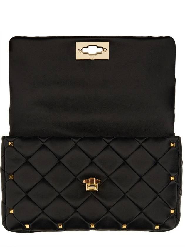 Patchwork Rockstud Spike Shoulder Bag Black - VALENTINO - BALAAN 4