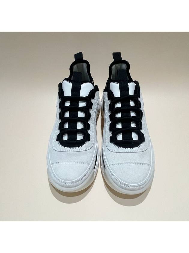 Logo Mixed Fibers Suede Low Top Sneakers White - CHANEL - BALAAN 4