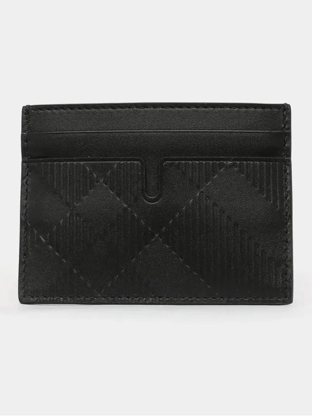 Checked Leather Card Wallet Black - BURBERRY - BALAAN 4