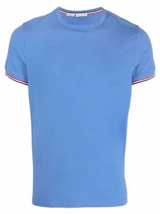 Arm Logo Round Short Sleeve T-Shirt Blue - MONCLER - BALAAN 2