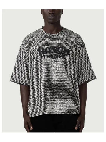 HONOR THE GIFT M stripe box t shirt black TEE - HONORINE - BALAAN 1