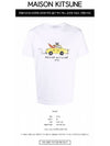 Oly Taxi Fox Print Round Cotton Short Sleeve T-Shirt White - MAISON KITSUNE - BALAAN 3