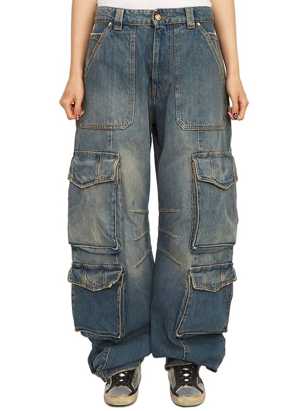 Distressed Finish Denim Wide Jeans Blue - GOLDEN GOOSE - BALAAN 4