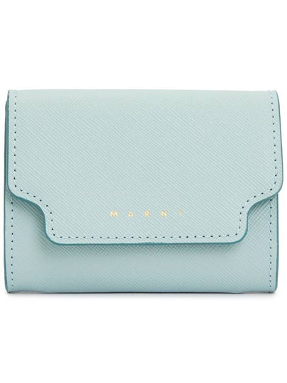 Logo Leather Business Card Wallet Light Blue - MARNI - BALAAN 2