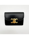 Triomphe Shiny Calfskin Flap Card Wallet Black - CELINE - BALAAN 3