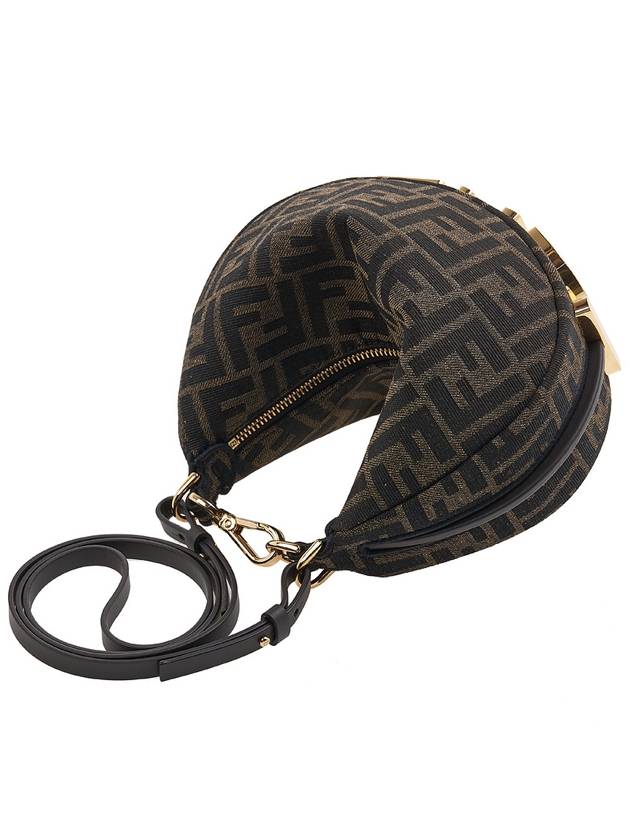 FF Jacquard Fabric Mini Cross Bag Brown - FENDI - BALAAN 5