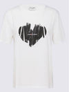 Heart Print Short Sleeve T-Shirt White - SAINT LAURENT - BALAAN 3