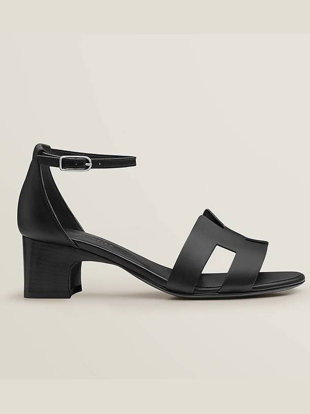 Encens 50 Strap Calfskin Sandal Heels Noir - HERMES - BALAAN 4