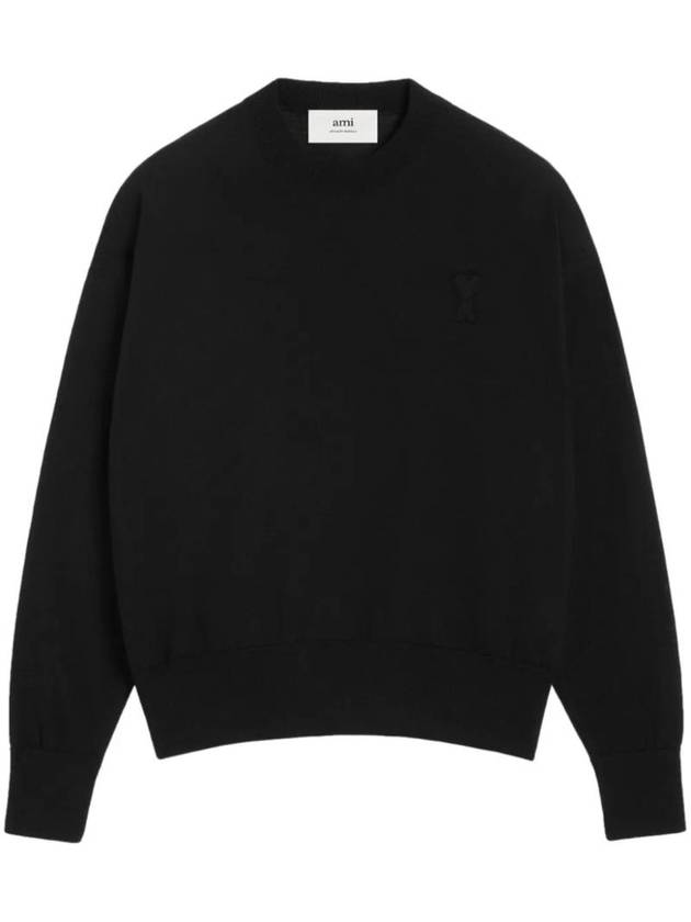 De Coeur Embroidery Crewneck Knit Top Black - AMI - BALAAN 1