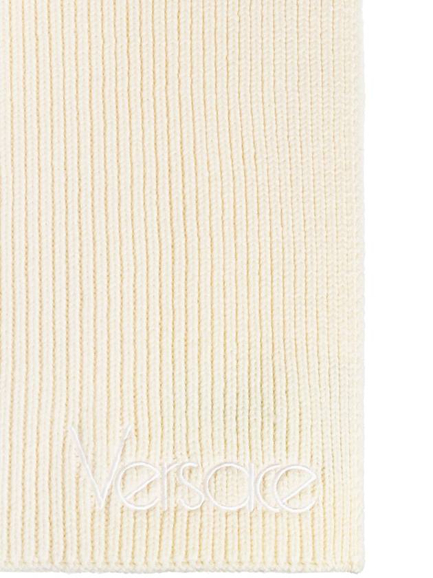 Versace Wool Scarf With Logo, Women's, Cream - VERSACE - BALAAN 4