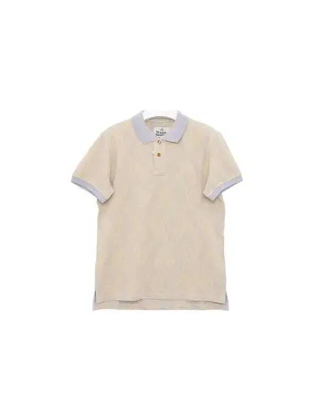 Men's Classic Striped Collar Short Sleeve Polo Shirt Beige - VIVIENNE WESTWOOD - BALAAN 2