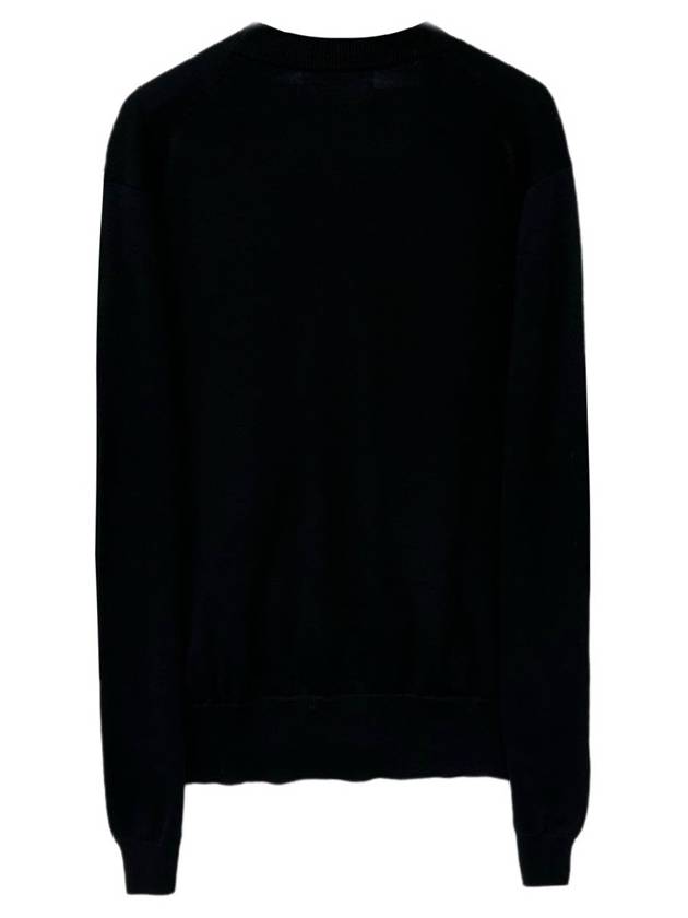 heart logo V-neck wool cardigan black - AMI - BALAAN 3