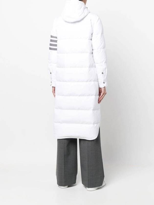 Downfilled Ripstop Classic 4 Striped Hoodie Down Long Padding White - THOM BROWNE - BALAAN 4