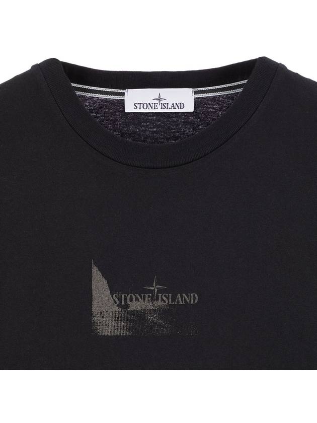 Logo Print Short Sleeve T-Shirt Black - STONE ISLAND - BALAAN 4