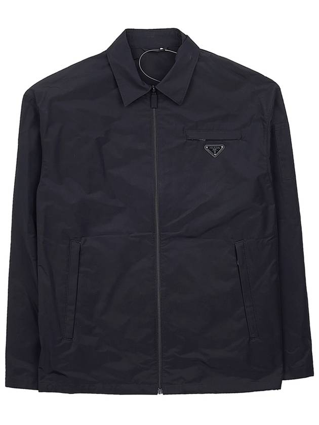 Triangle Logo Technical Poplin Track Jacket Black - PRADA - BALAAN 2