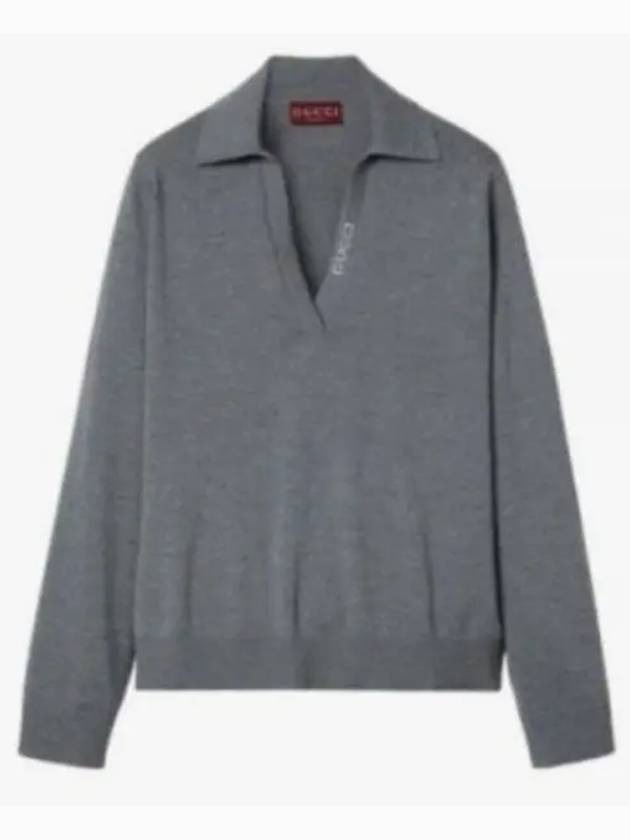 Extra Fine Wool Polo Shirt Grey - GUCCI - BALAAN 2