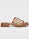 Clea Triomphe Canvas Calfskin Slipper Brown Beige - CELINE - BALAAN 4