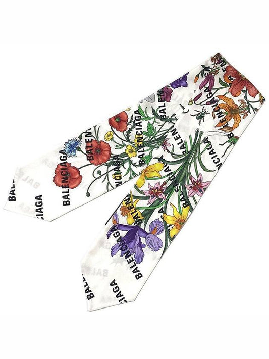 Balenciaga logo flower print twilly scarf - GUCCI - BALAAN.