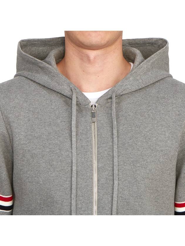 Cotton Milano Armband Zip Up Hoodie Light Grey - THOM BROWNE - BALAAN 8