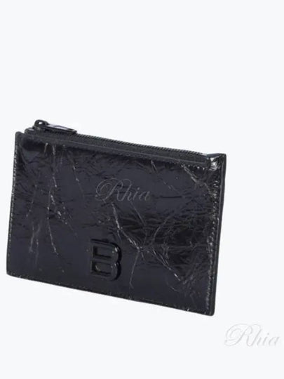 B Logo Zipper Leather Card Wallet Black - BALENCIAGA - BALAAN 2