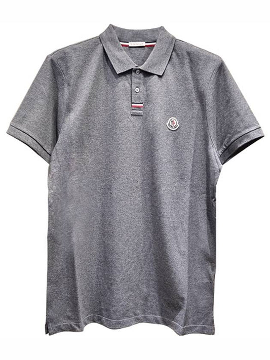 Logo Patch Short Sleeve Polo Shirt Grey - MONCLER - BALAAN 2