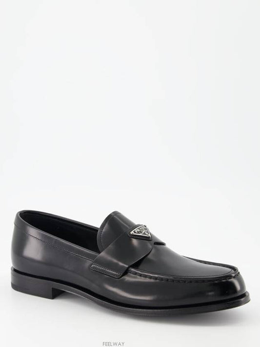 Brushed Leather Loafers Black - PRADA - BALAAN 2