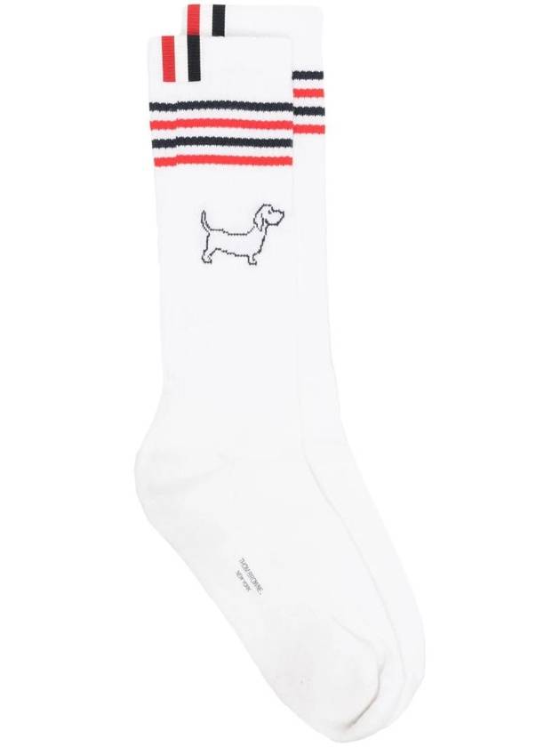 Intarsia Knit Ankle Socks White - THOM BROWNE - BALAAN 1