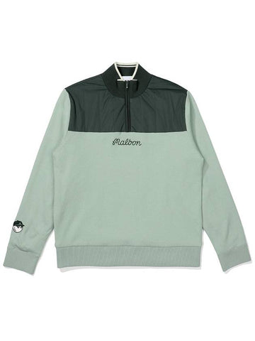 Padding patch hybrid half zip up knit MINT GREEN MAN - MALBON GOLF - BALAAN 1