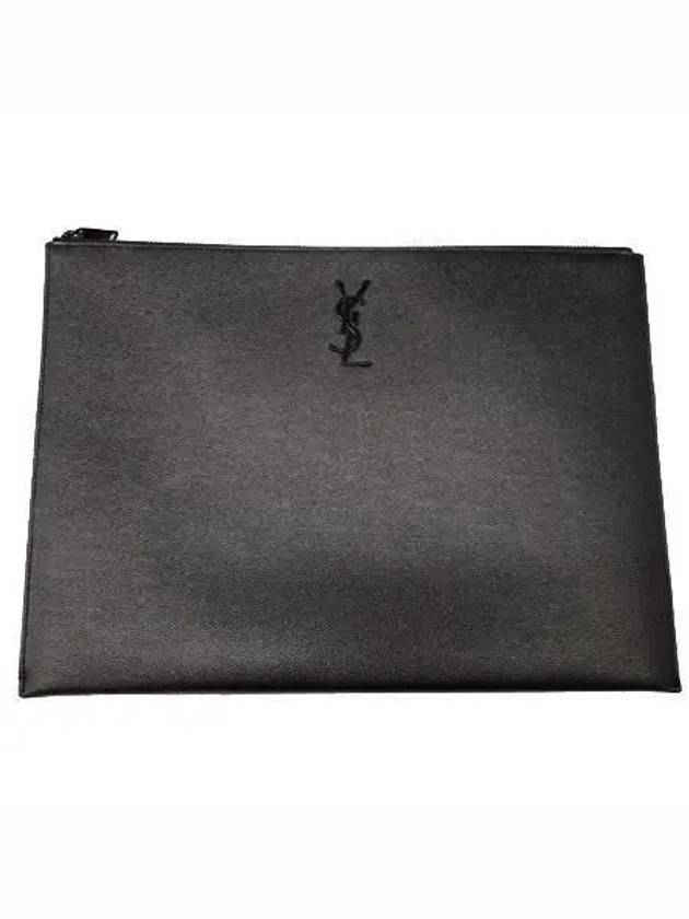 534680 YSL black logo caviar clutch bag 1 - SAINT LAURENT - BALAAN 1