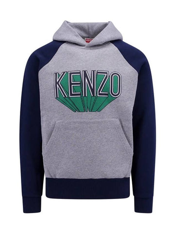 Logo Raglan Hoodie Grey - KENZO - BALAAN 1