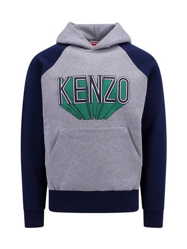 Logo Raglan Hoodie Grey - KENZO - BALAAN 1