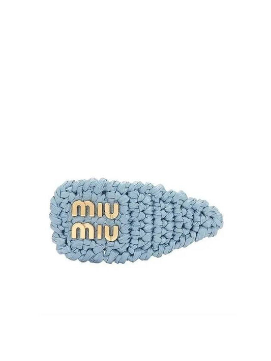 Logo Raffia Hairpin Blue 5IF092 - MIU MIU - BALAAN 1