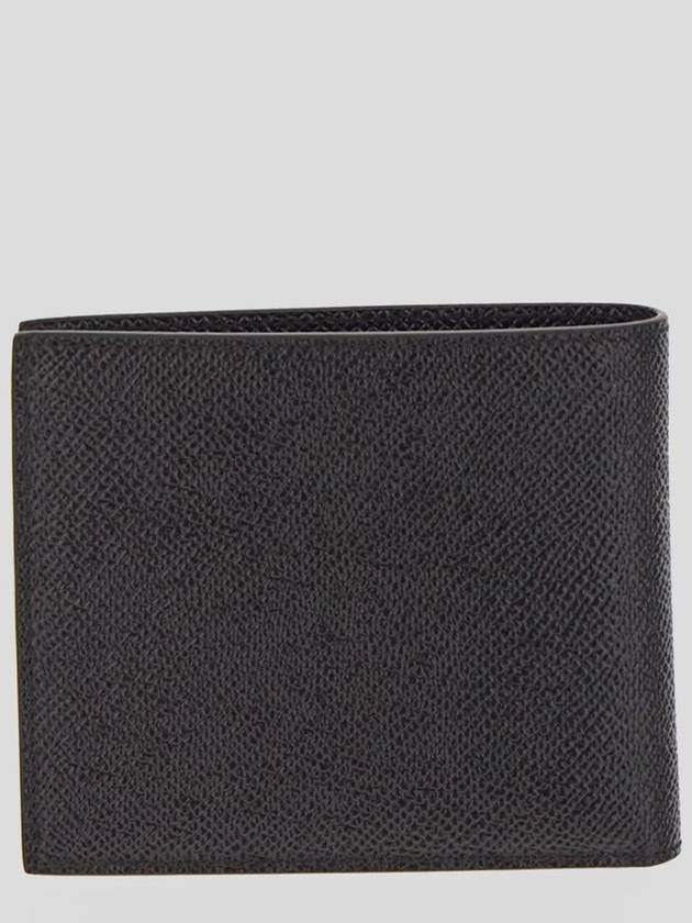 Logo Plaque Calf Leather Half Wallet Black - DOLCE&GABBANA - BALAAN 3