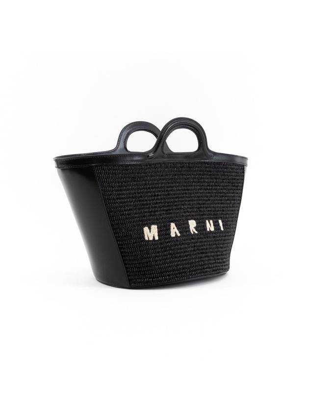 Leather Raffia Tropicalia Tote Bag Black - MARNI - BALAAN 3