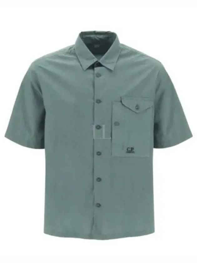 Cotton Popeline Short Sleeve Shirt Green - CP COMPANY - BALAAN 2