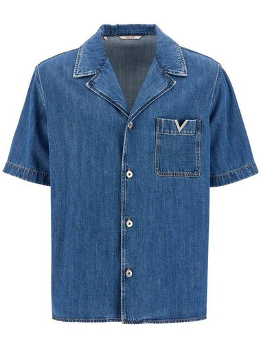 denim bowling shirt for men - VALENTINO - BALAAN 1