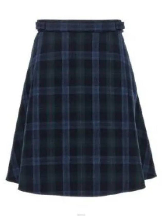 Tartan Flannel Side Tab A Line Skirt Blue - THOM BROWNE - BALAAN 2