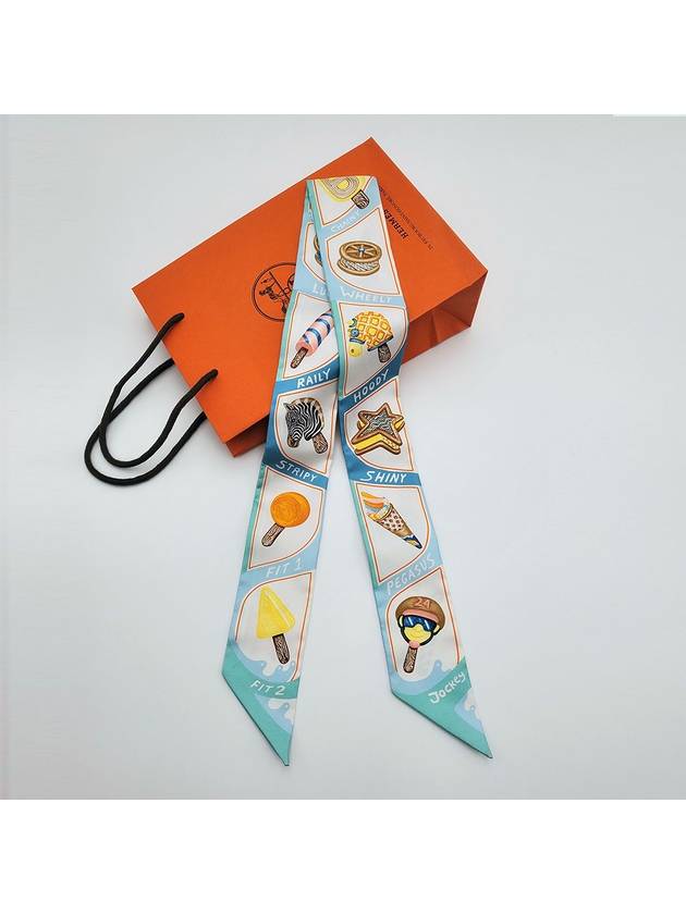 Funny Ice Cream Twilly Scarf Aqua - HERMES - BALAAN 2