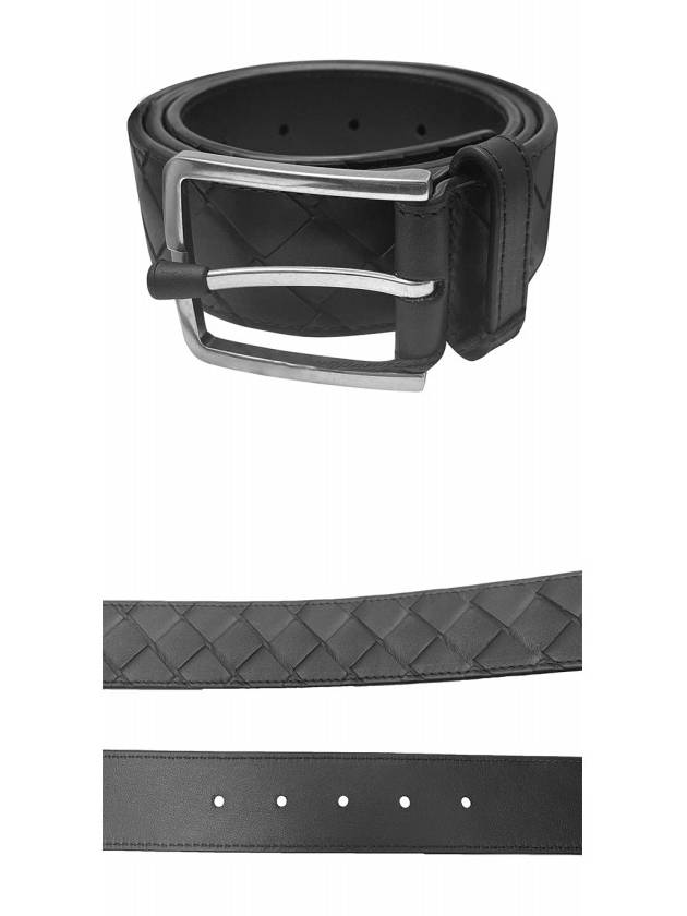 Intrecciato Leather Belt Black - BOTTEGA VENETA - BALAAN 5