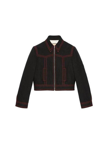 Viscose Canvas Bomber Jacket Black - GUCCI - BALAAN 1