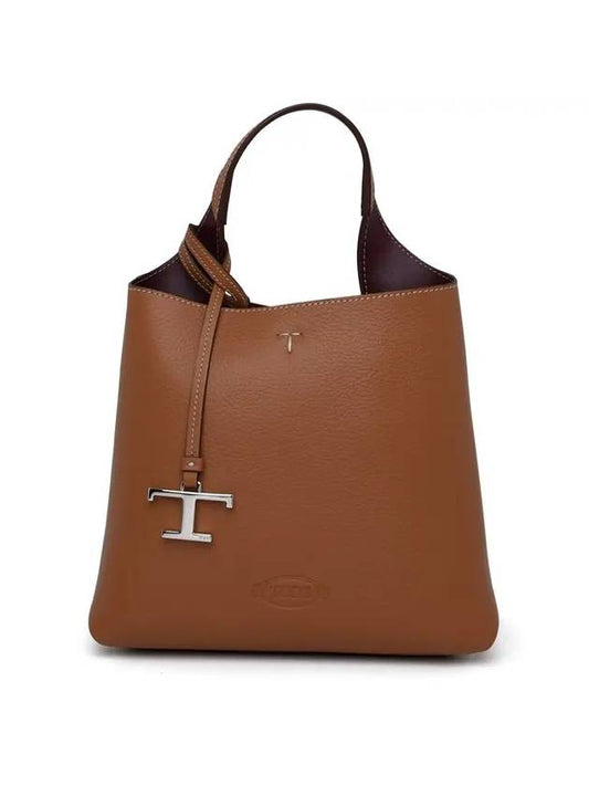 Logo Mini Leather Tote Bag Brown - TOD'S - BALAAN 1