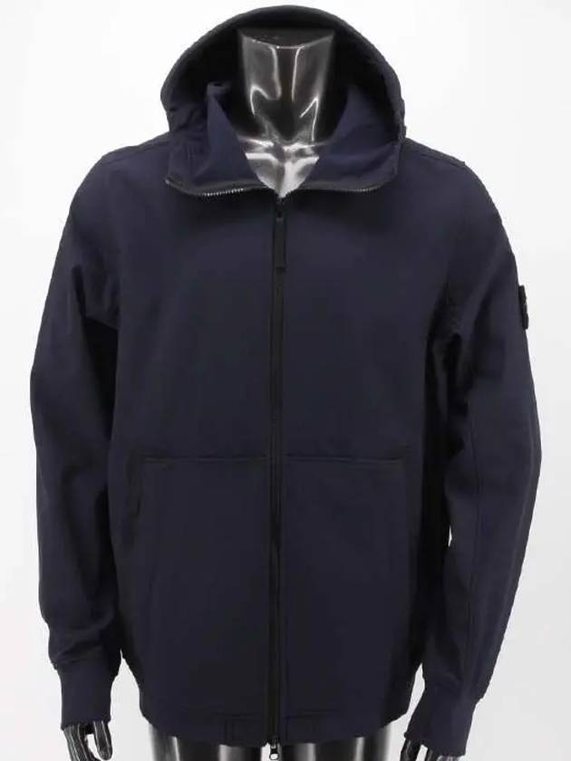 Men's Wappen Patch Softshell Zip Up Hoodie Navy - STONE ISLAND - BALAAN 4