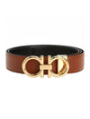 Gancini Reversible Leather Belt Brown Black - SALVATORE FERRAGAMO - BALAAN 1