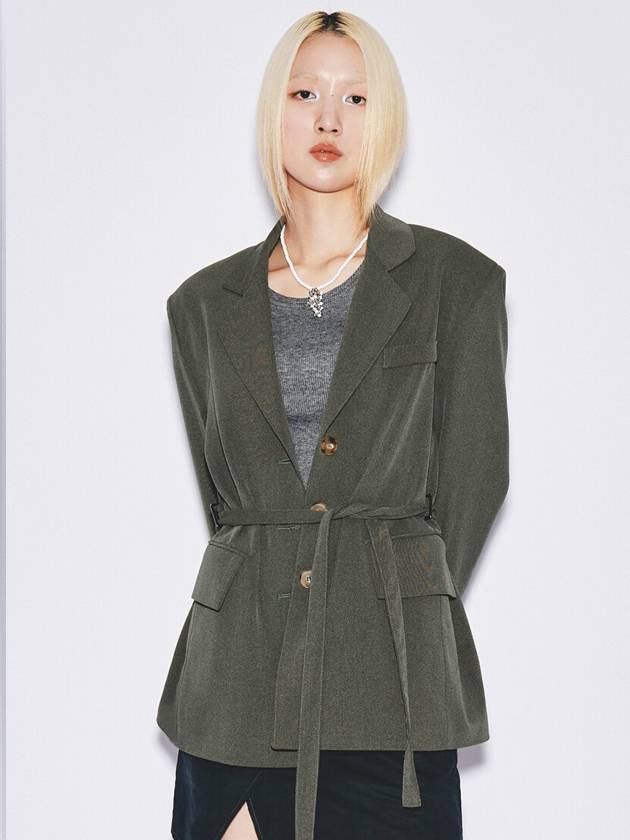 Semi overfit belted jacket Gloss green - GYEOL - BALAAN 1