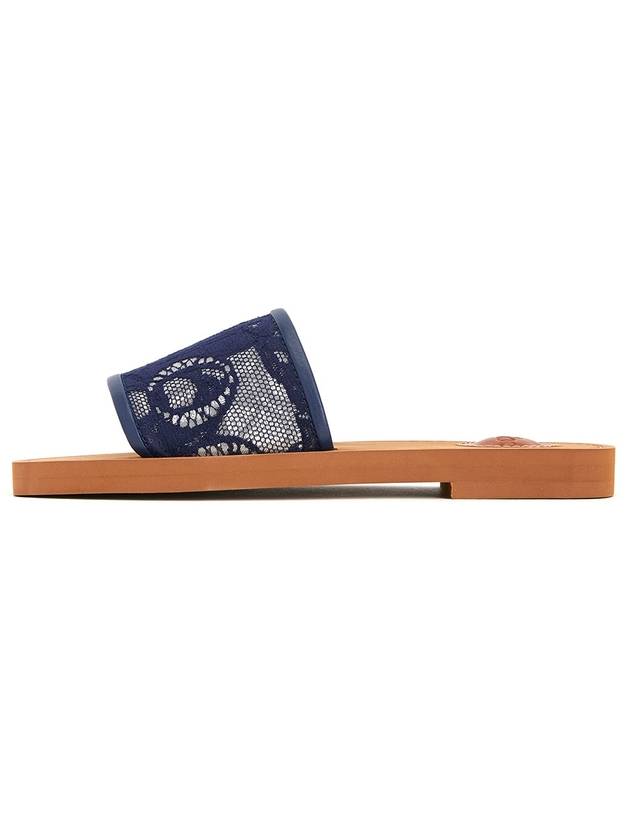 Woody Logo Lace Slippers Navy - CHLOE - BALAAN 1