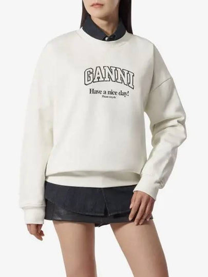 Logo Print Sweatshirt White - GANNI - BALAAN 2