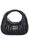 Wander Matelasse Nappa Leather Hobo Mini Bag Black - MIU MIU - BALAAN 2