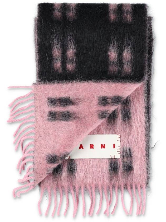 Logo Alpaca Wool Muffler Pink - MARNI - BALAAN 3